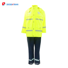 Factory direct sale high visibility waterproof rainsuit reflective safety raincoat